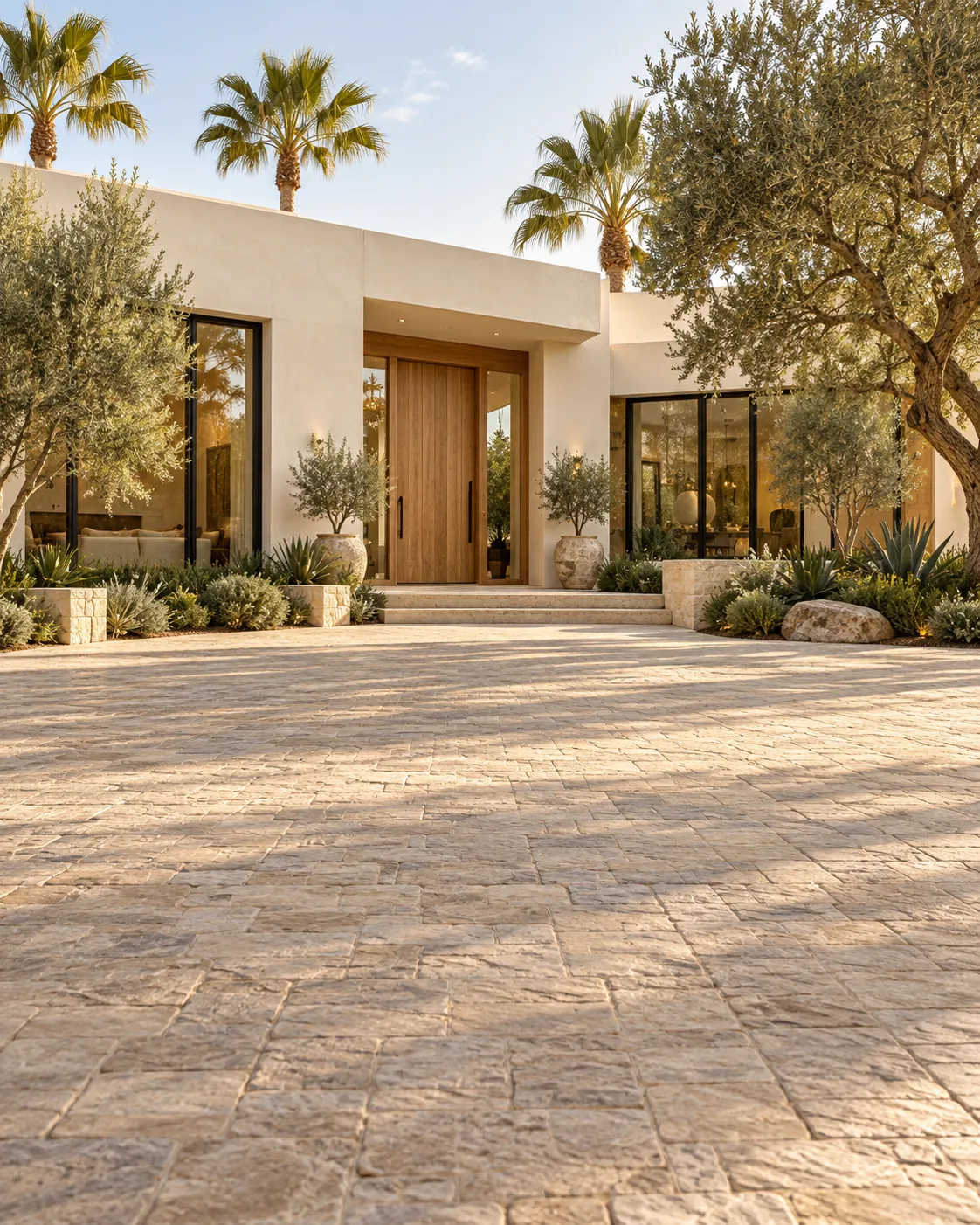 Illustrative home entrance with a landscaped front garden